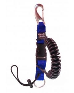 Spiral cable with snap carabiner. Available in 4 colors.